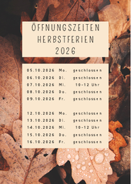 Öffnungszeiten Herbst 26